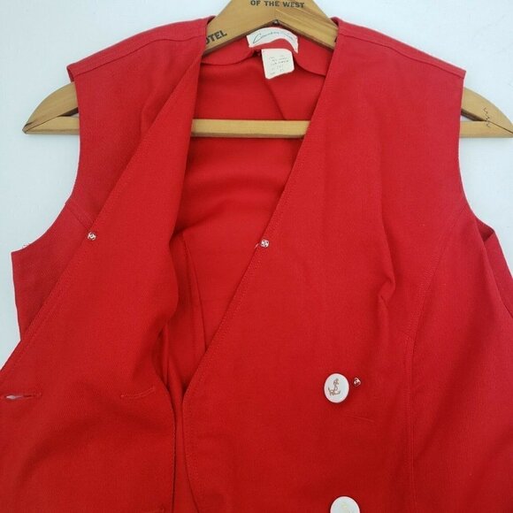 Vintage Country Set Blouse Womens 11 Red Sailor Top Sleeveless Anchor - Picture 4 of 5